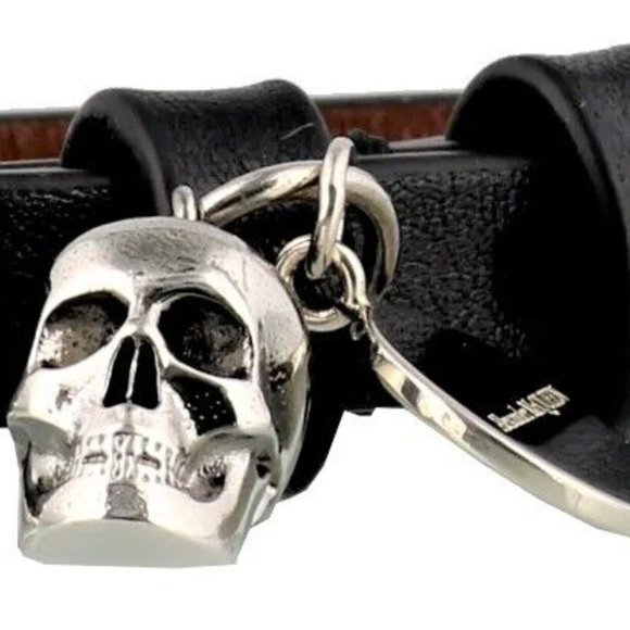 ALEXANDER McQUEEN 'Stud Single Wrap Skull Bracelet' Blk/Silver Made in ITALY NWT - Picture 7 of 16